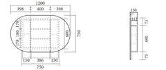 Oval Mirror Cabinet Pencil Edge 900x600 / 1200x750 / 1500x900mm - Various Colours