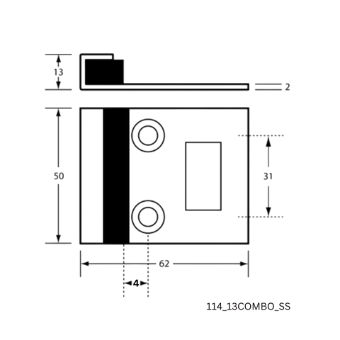 114 Combined Door Bumper & Staple in Satin Stainless Steel - 114_13COMBO_SS