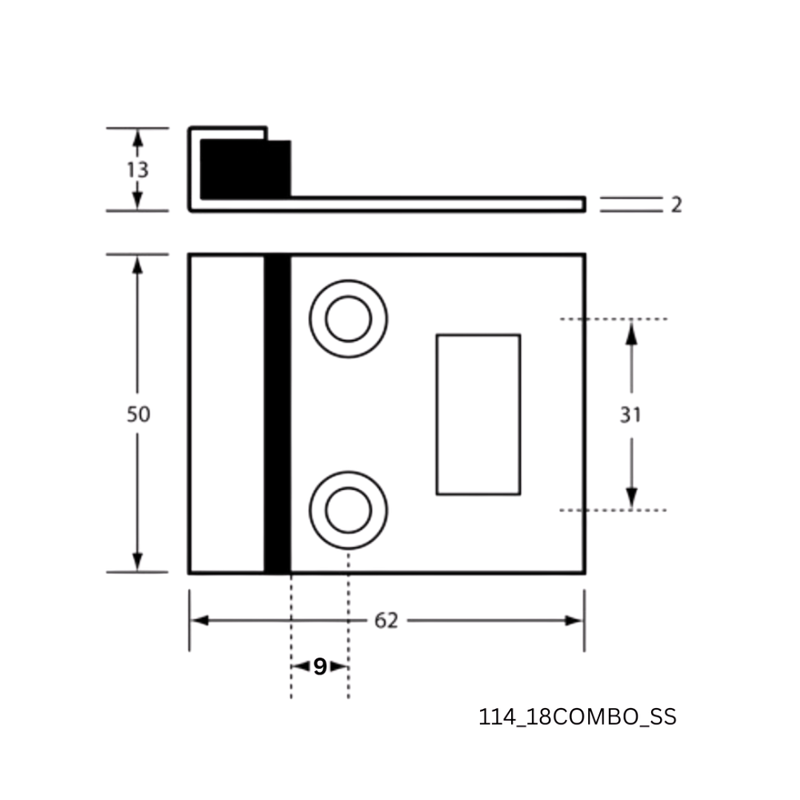 114 Combined Door Bumper & Staple in Satin Stainless Steel - 114_18COMBO_SS