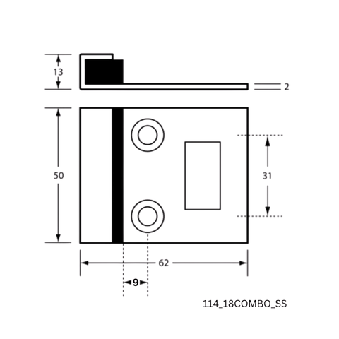 114 Combined Door Bumper & Staple in Satin Stainless Steel - 114_18COMBO_SS