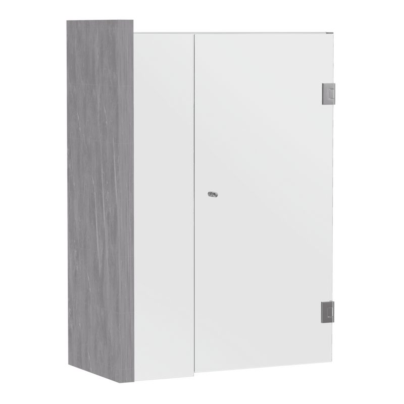 SS45 Semi Frameless Wall to Wall Hinged Door Shower Screen - Various Colours & Sizes