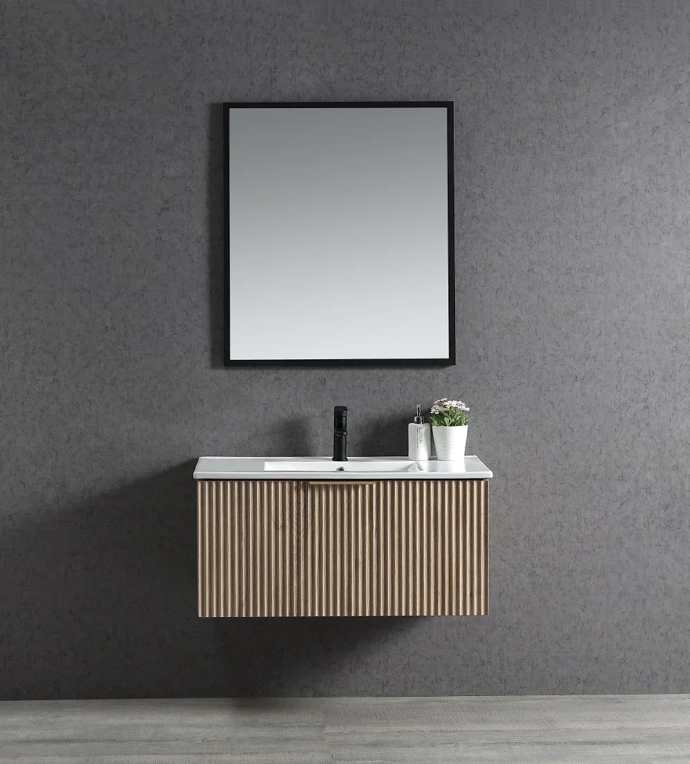 BV29WH Fluted Dark Walnut Fingerpull Wall Hung Vanity