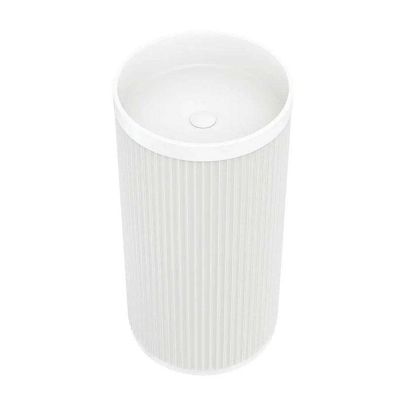 Corallo Fluted Matte White Solid Surface Freestanding Basin 450x450mm - Various Colours