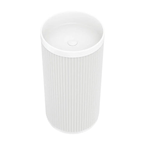Corallo Fluted Matte White Solid Surface Freestanding Basin 450x450mm - Various Colours