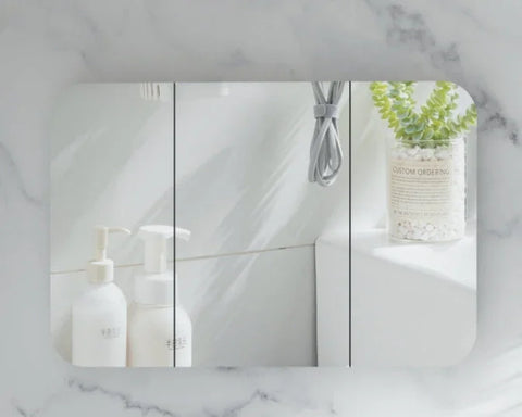 Soft Square Mirror Cabinet Pencil Edge 750/900/1200mm - Matte White / Woodgrain