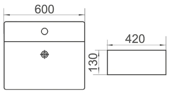 Vivid Gloss White Above Counter Ceramic Basin 500x420mm / 600x420mm