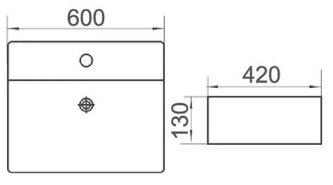 Vivid Gloss White Above Counter Ceramic Basin 500x420mm / 600x420mm