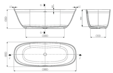 Signature Oval Solid Surface Freestanding Bath 1650mm - Matte White