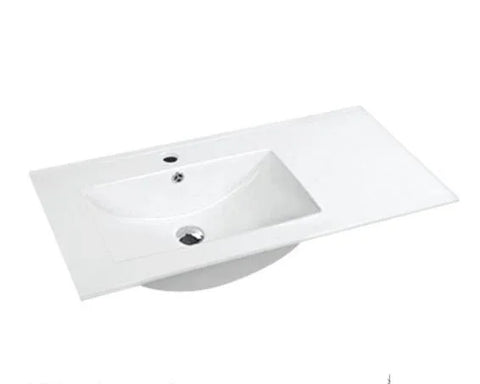 Standard - Gloss White Rectangular Bowl 465mm Depth Ceramic Vanity Top - Various Sizes