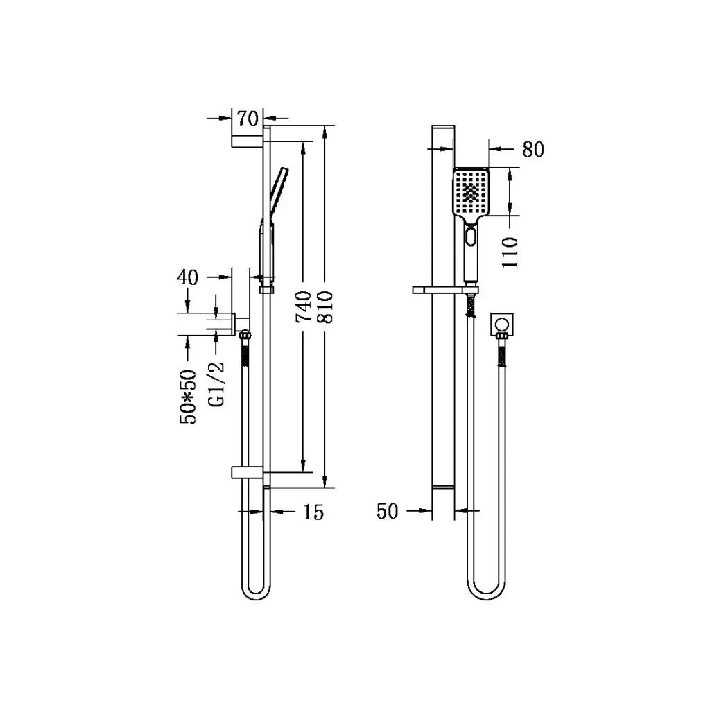 Nero Project Square Rail Shower - Various Colours