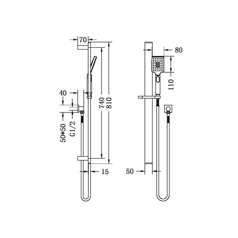 Nero Project Square Rail Shower - Various Colours