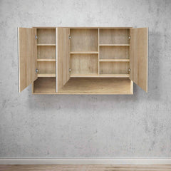 Mirror Cabinet with Open Shelf Pencil Edge - 600/750/900/1200/1500x800mm - Various Colours