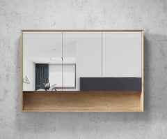 Mirror Cabinet with Open Shelf Pencil Edge - 600/750/900/1200/1500x800mm - Various Colours