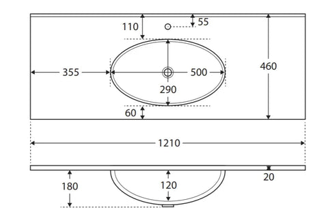Gloss White Oval Bowl 465mm Depth Ceramic Vanity Top - Various Sizes