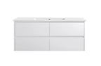 White wall-hung vanity cabinet