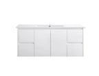 White wall-hung vanity cabinet