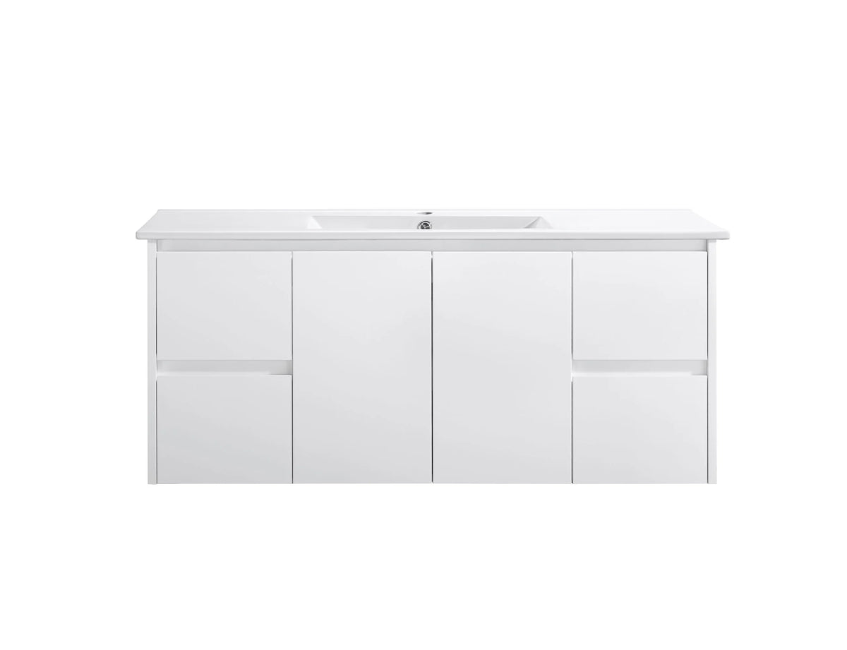 BV03WH Gloss White Fingerpull Wall Hung Vanity - 600 / 750 / 900 / 1200 / 1500 / 1800mm