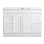 White freestanding vanity cabinet