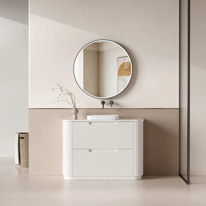 BV46 Fluted Matte White Curve Freestanding Vanity - 750 / 900 / 1200 / 1500 / 1800mm
