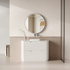 BV46 Fluted Matte White Curve Freestanding Vanity - 750 / 900 / 1200 / 1500 / 1800mm