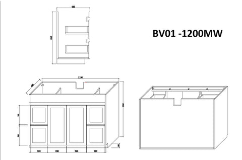 BV01 (500mm Depth) Matte White Shaker Freestanding Vanity - 900 / 1200 / 1500 mm