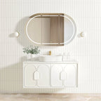 BV89WH Matte White with Stone handle Wall Hung Vanity