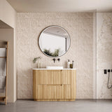 BV35 Fluted Natural Oak Curve Freestanding Vanity - 750 / 900 / 1200 / 1500 / 1800mm