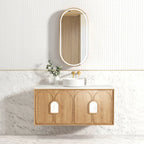 BV26WH Woodland Oak with Stone handle Wall Hung Vanity