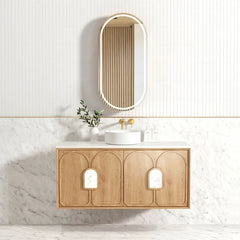 BV26WH Woodland Oak with Stone handle Wall Hung Vanity - 600 / 750 / 900 / 1200 / 1500 / 1800mm