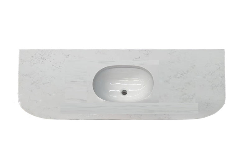 MBS  MB Vanity Flat Curved Stone Top with Undermount Basin (No Taphole) - 510 x 910 / 1210 / 1510mm