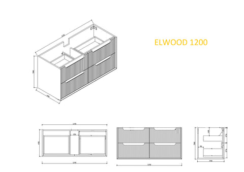 BV81WH Elwood Natural Oak Fluted Wall Hung Vanity - 900 / 1200 / 1500mm