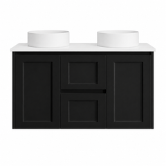 BV39WH Matte Black Shaker Wall Hung Vanity - 600 / 750 / 900 / 1200 / 1500 / 1800mm
