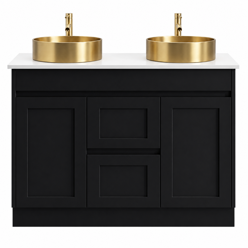 BV53 (460mm Depth) Matt Black Fingerpull Freestanding Vanity - 600 / 750 / 900 / 1200 / 1500 / 1800mm