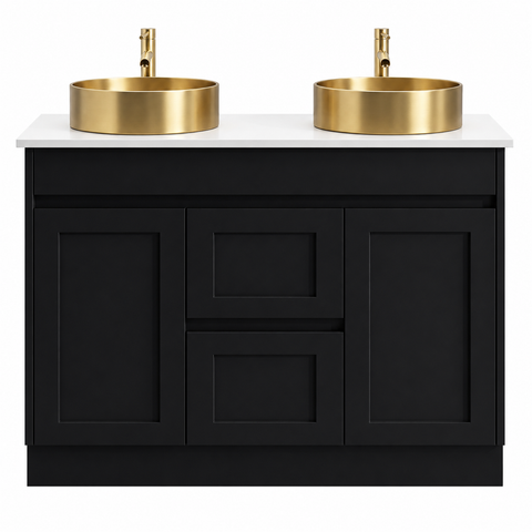 BV53 (460mm Depth) Matt Black Fingerpull Freestanding Vanity - 600 / 750 / 900 / 1200 / 1500 / 1800mm