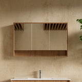 Timber Veneer Mirror Cabinet with Open Shelf Pencil Edge - 750/900/1200x750mm - Various Colours