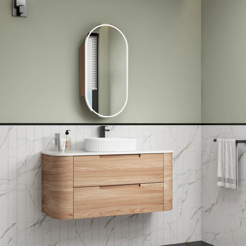 BV58WH Timber Curved Wall Hung Vanity - 750 / 900 / 1200 / 1500 / 1800mm