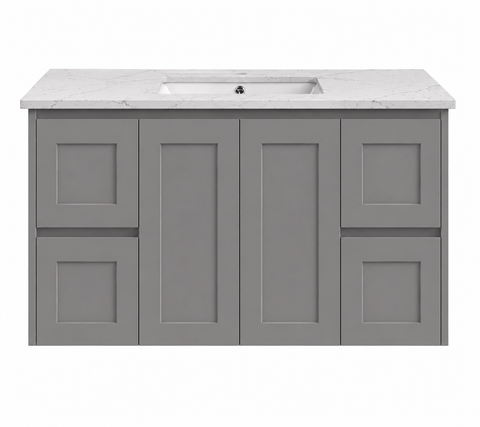 BV56WH (460mm Depth) Matte Grey Shaker Wall Hung Vanity - 600 / 750 / 900 / 1200 / 1500 / 1800mm