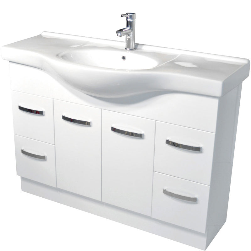 BV100 Gloss White Semi-Recessed Freestanding Vanity - 600 / 750 / 900 / 1200mm