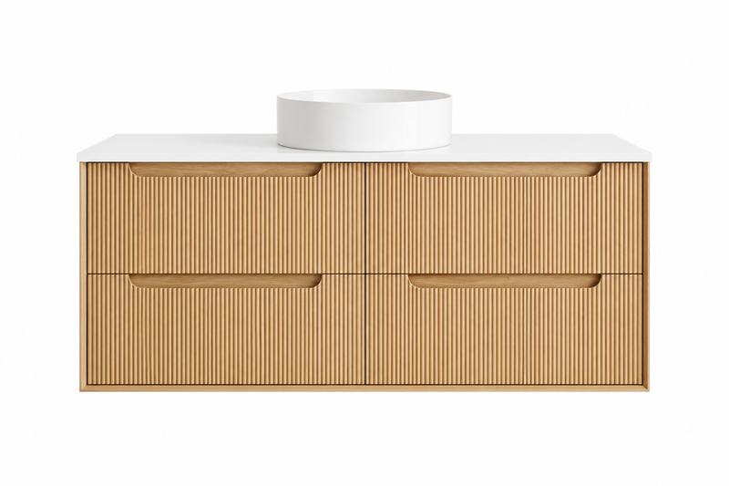 BV81WH Elwood Natural Oak Fluted Wall Hung Vanity - 900 / 1200 / 1500mm