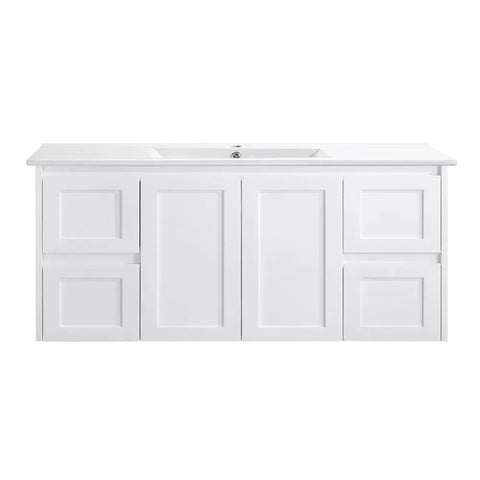 BV55WH (460mm Depth) Matte White Shaker Wall Hung Vanity - 600 / 750 / 900 / 1200 / 1500 / 1800mm