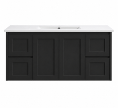 BV39WH Matte Black Shaker Wall Hung Vanity - 600 / 750 / 900 / 1200 / 1500 / 1800mm