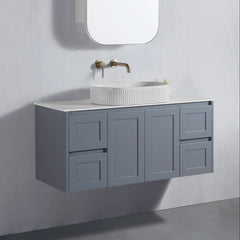 BV56WH (460mm Depth) Matte Grey Shaker Wall Hung Vanity - 600 / 750 / 900 / 1200 / 1500 / 1800mm