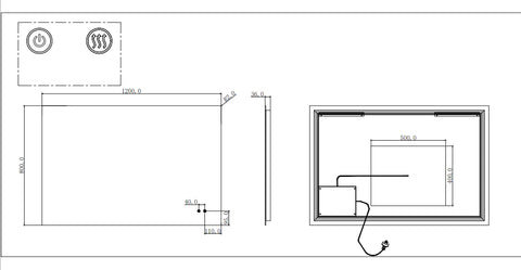 Rectangle Frameless Back Lit LED Bathroom Mirror Touch-on Switch - Various Sizes
