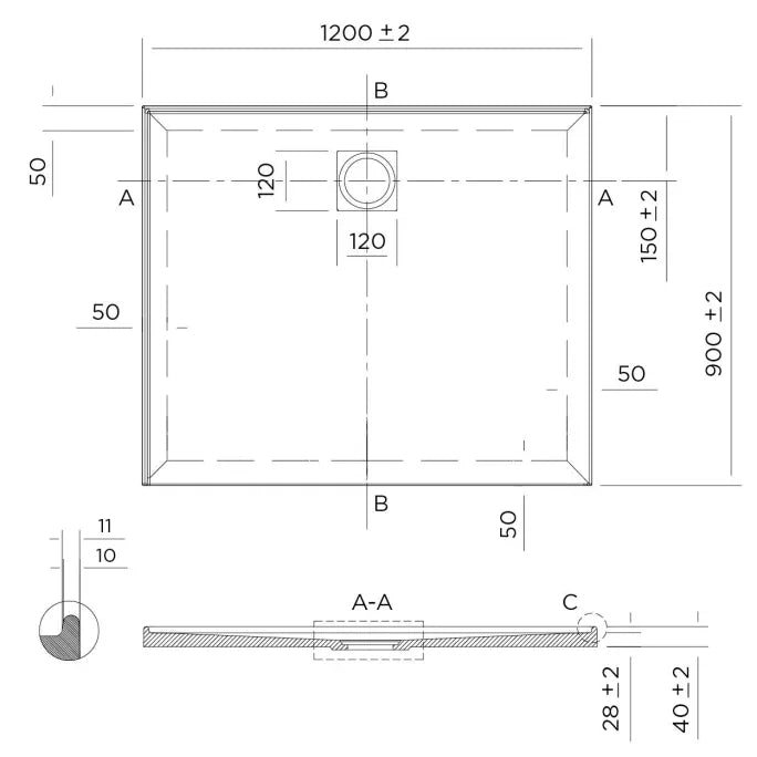 Profile Low Profile Polymarble Shower Base - Various Sizes
