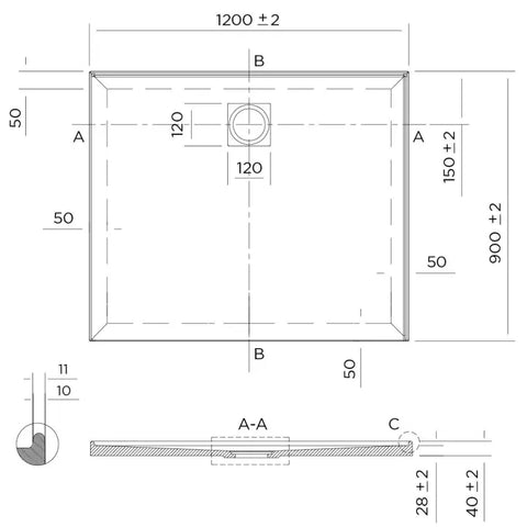 Profile Low Profile Polymarble Shower Base - Various Sizes
