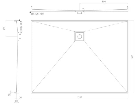Builder Range Tile Shower Tray with Slotted Square Waste (Australian Made) - Various Sizes