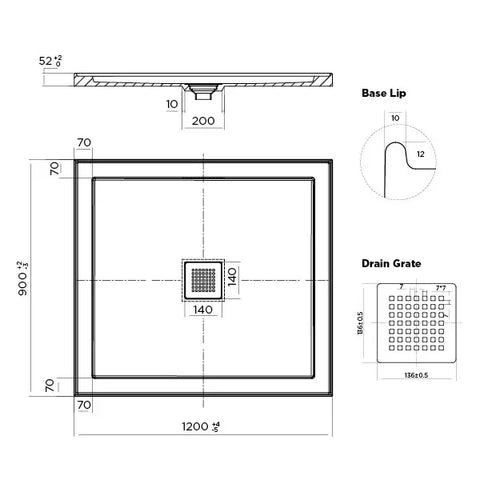 Eco Low Profile Polymarble Shower Base - Various Sizes