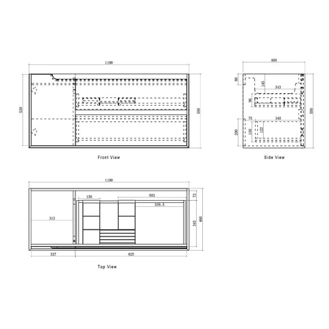 BV99WH Dark Walnut Fingerpull Wall Hung Vanity - 600 / 750 / 900 / 1200 / 1500mm