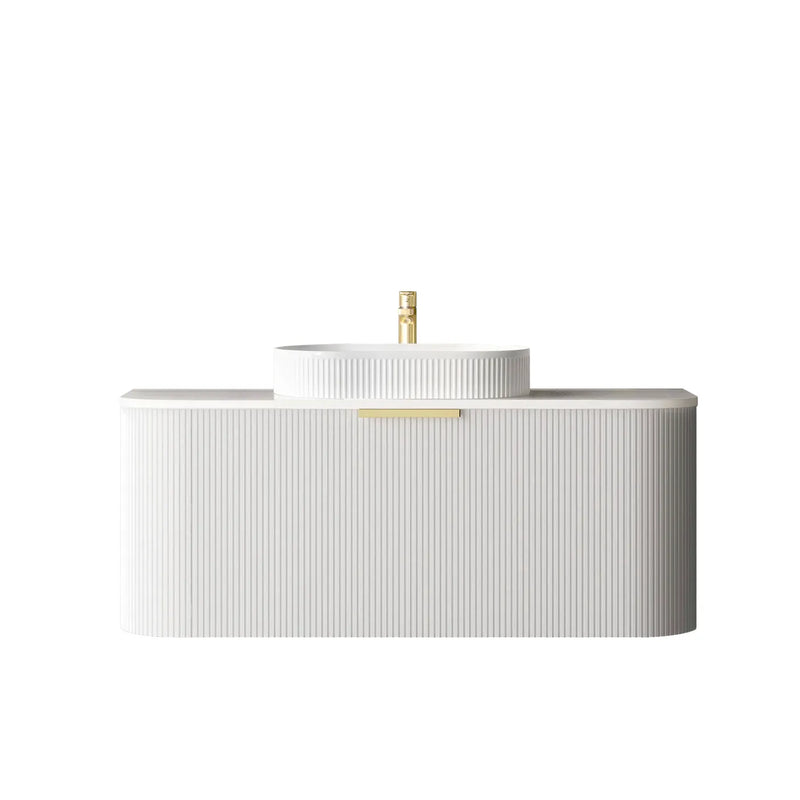 BV63WH Curved Fluted Matte White Wall Hung Vanity - 600 / 750 / 900 / 1200 / 1500 / 1800mm