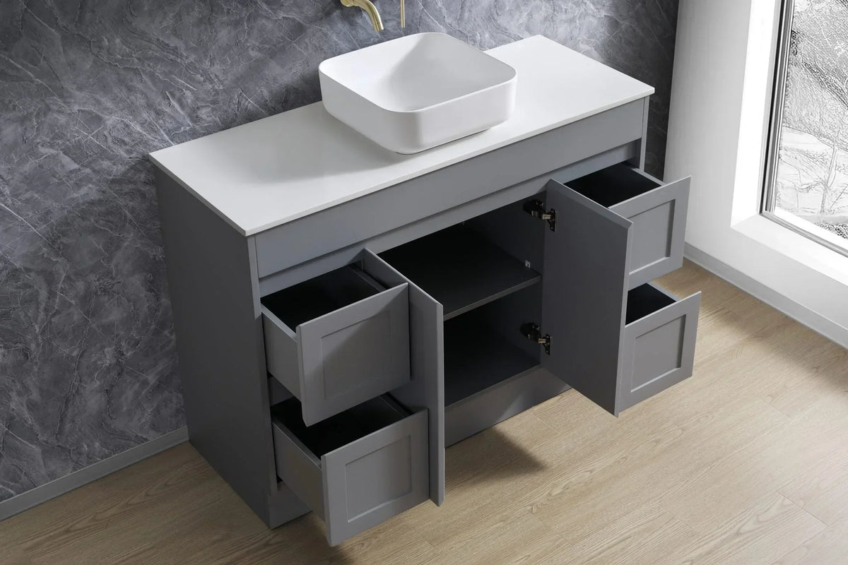 BV52 (460mm Depth) Matt Grey Shaker Freestanding Vanity - 600 / 750 / 900 / 1200 / 1500 / 1800mm